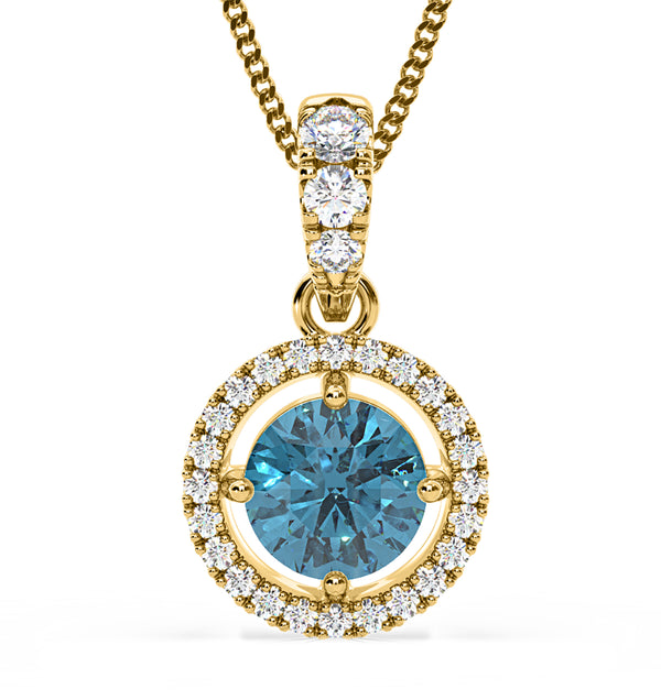 Ella Blue Lab Diamond 1.38ct Pendant Necklace in 18K Yellow Gold - Elara Collection